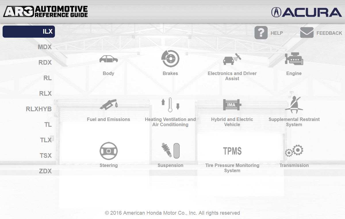 A screenshot of the Acura Systems Screen when viewed on a large device or desktop PC.
