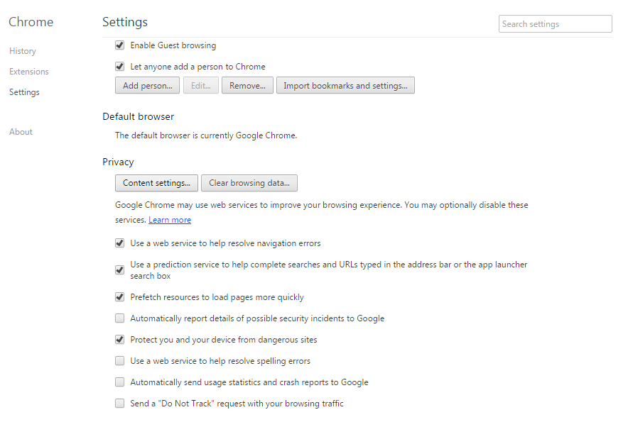 A screenshot of the Google Chrome setup.