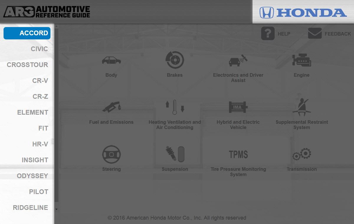 A screenshot of the Honda Model Change by clicking the menu or the logo when viewed on a large device or desktop PC.